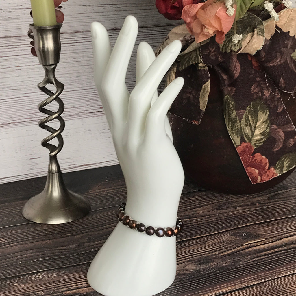 Faux black pearl bracelet