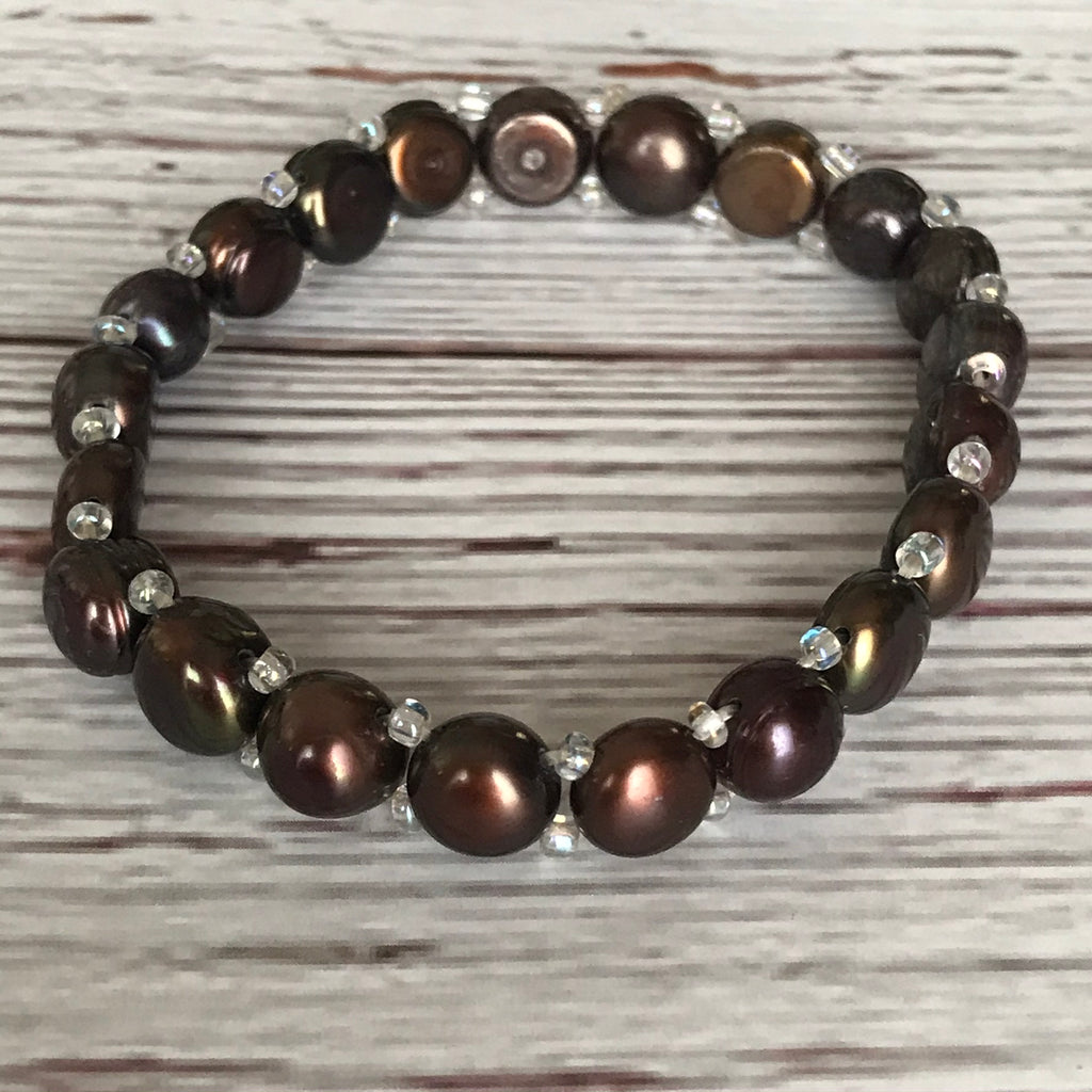 Faux black pearl bracelet