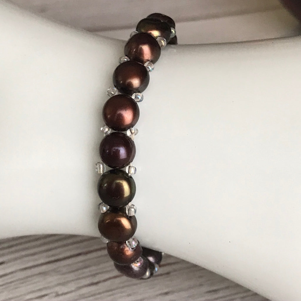 Faux black pearl bracelet