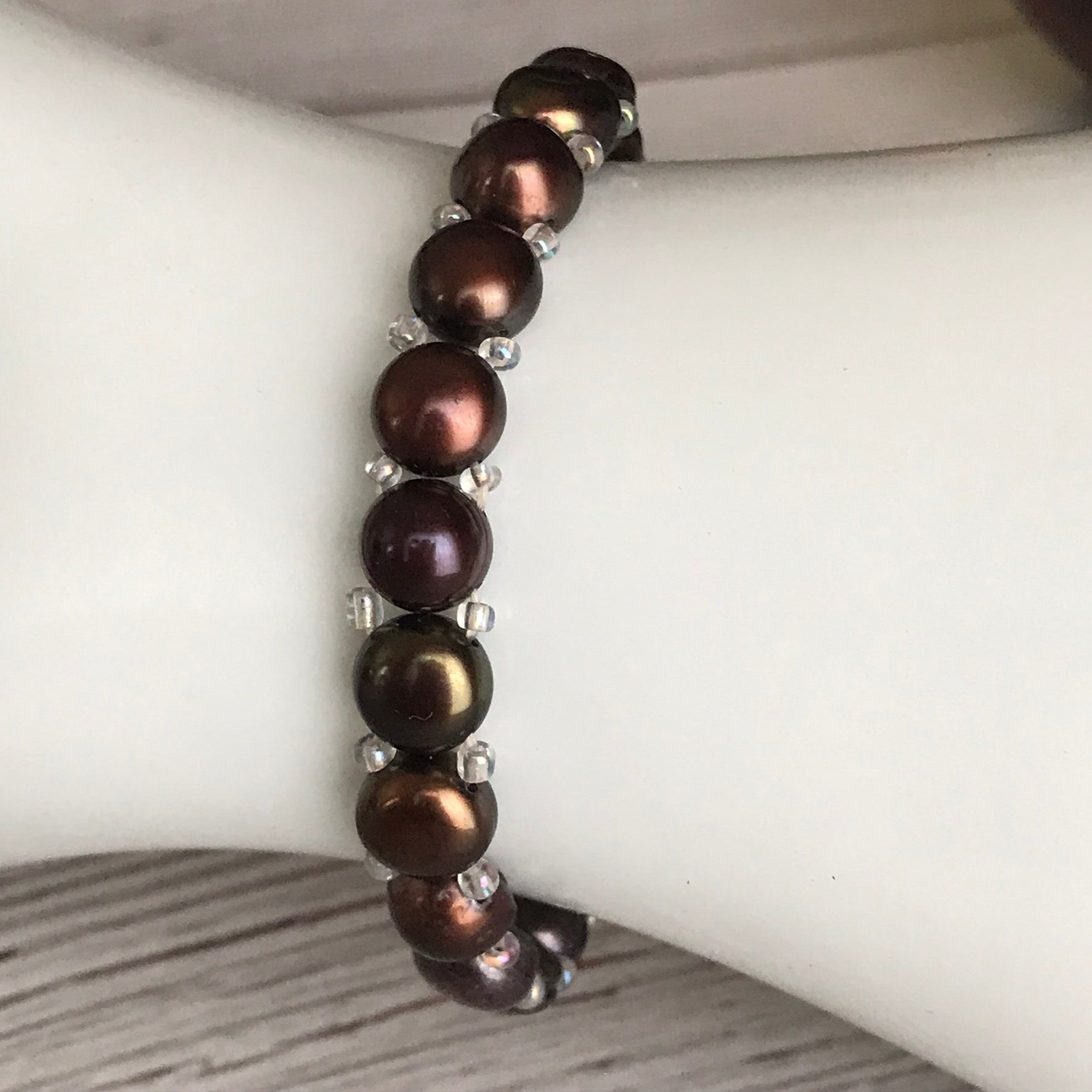 Faux black pearl bracelet
