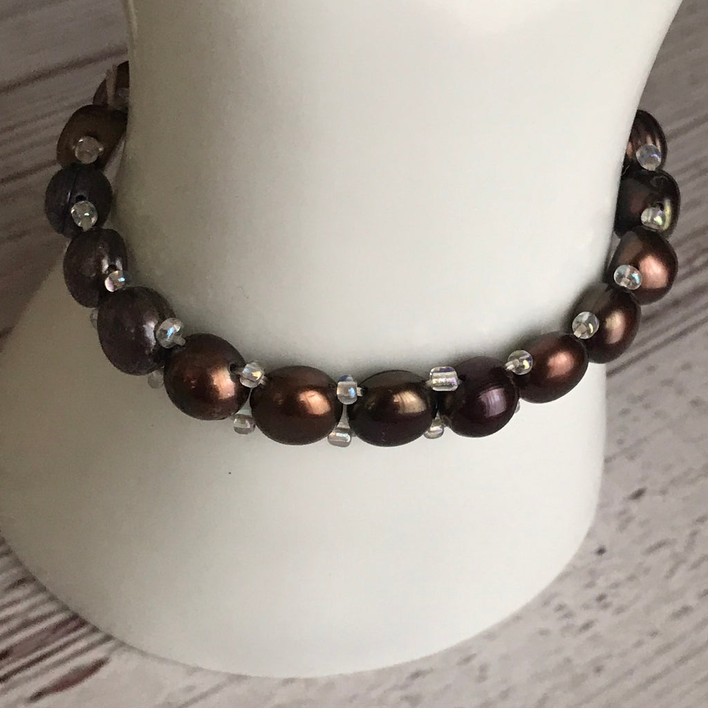 Faux black pearl bracelet