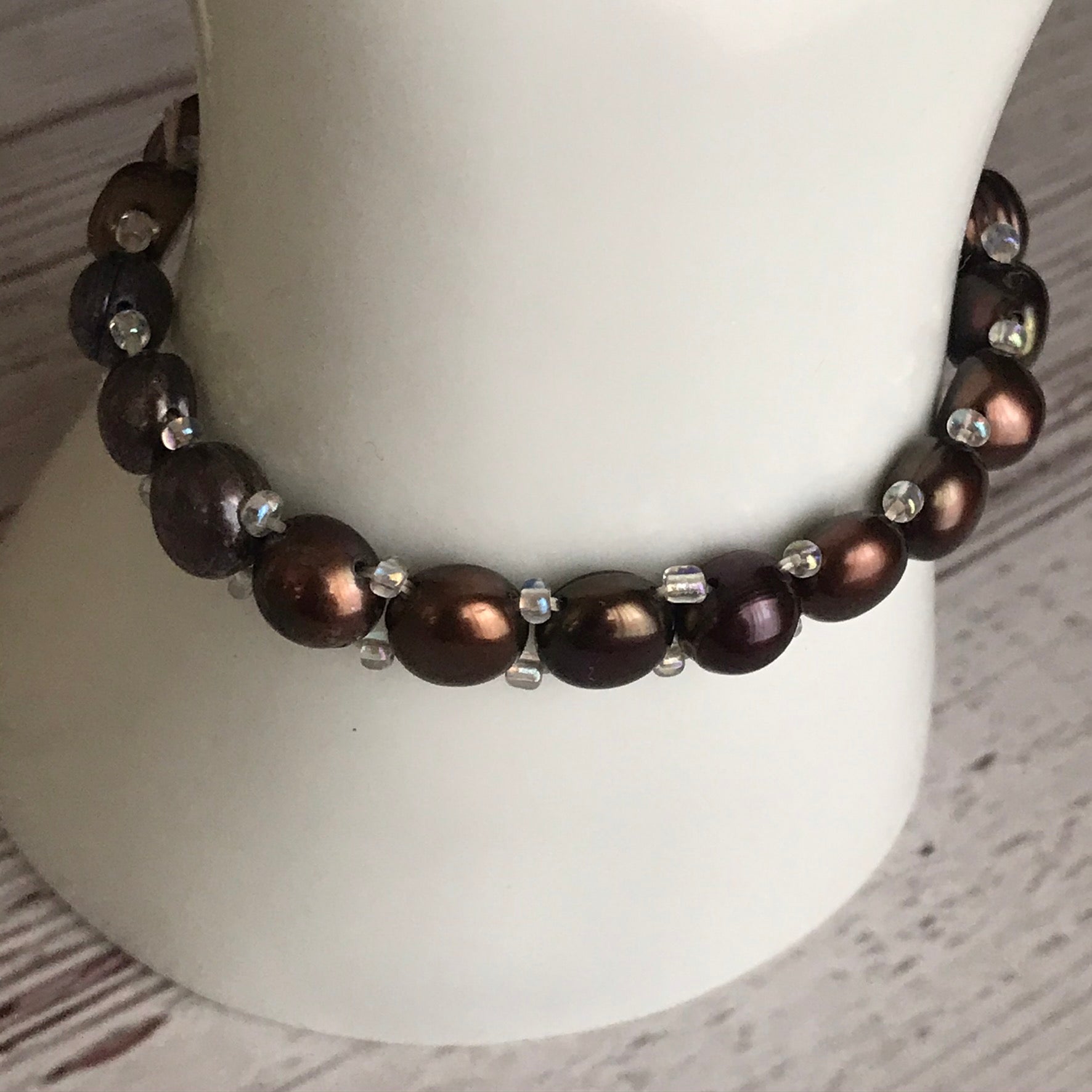 Faux black pearl bracelet