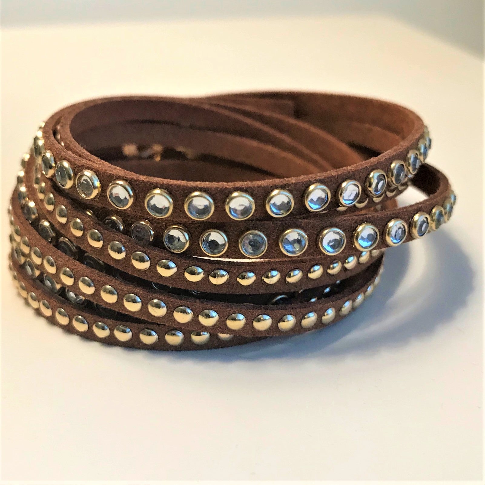 Cinnamon Spice suede leather wrap bracelet